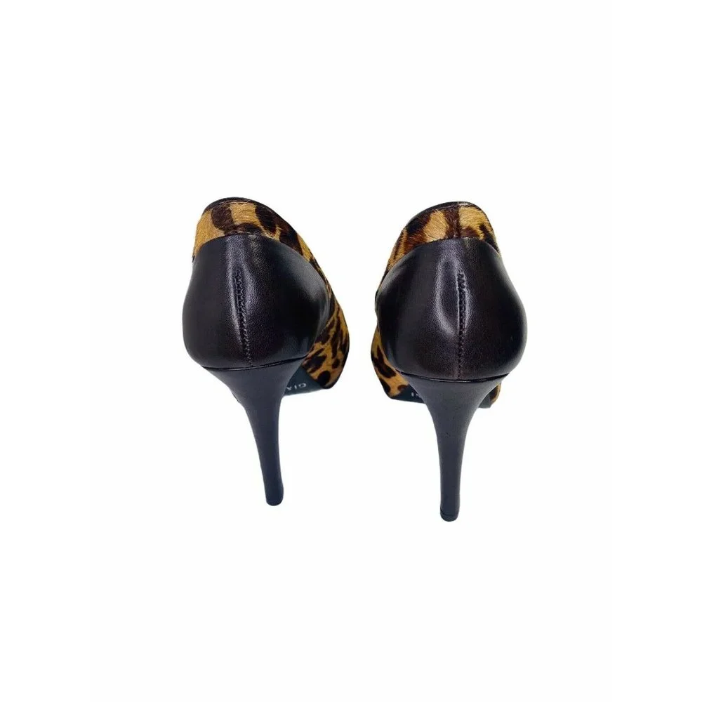 Gianni Bini Leopard Platform Heels Real Calf Hair & Leather 7.5M excellent!